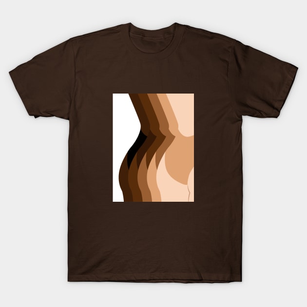 Shades of female body, Diversity art, Butt poster, Bedroom decor aesthetic, Different skin tones T-Shirt by KristinityArt